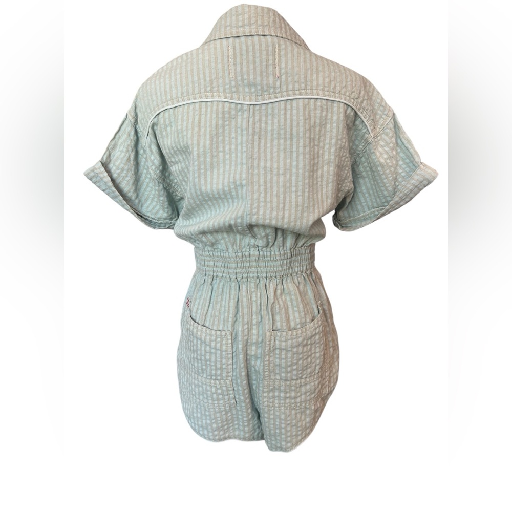 🆕 💙 NWT URBAN OUTFITTERS BDG Light Blue Devon Linen Romper | Women’s Size Small - Picture 4 of 13